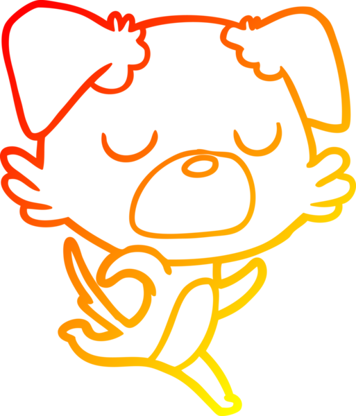 Bir insan tarafından çizilmiş çizgi film köpeğinin sıcak çizgi çizimi