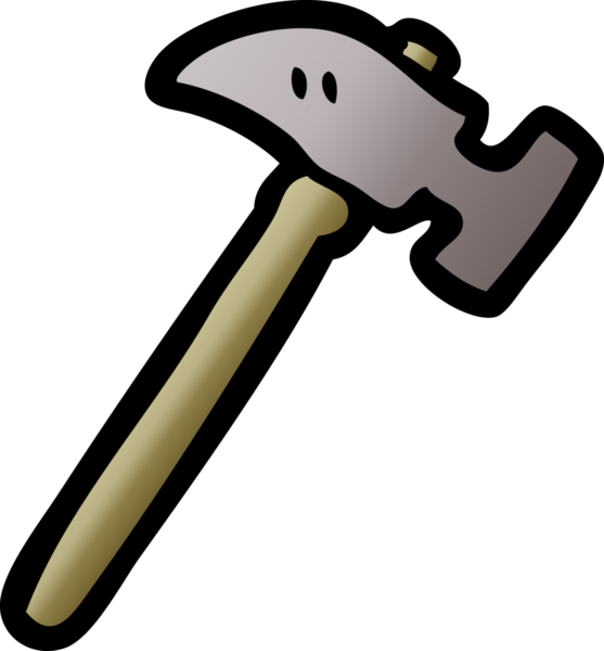 Bir insan tarafından çizilmiş karton çekiç.