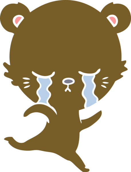 Bir insan tarafından çizilmiş düz renkli çizgi film ayısı.