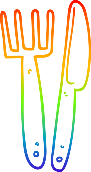 Bir insan tarafından çizilmiş plastik bıçak ve çatalın çizimi.