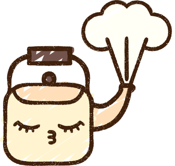 Bir insan tarafından çizilen buharlı çaydanlık tebeşiri