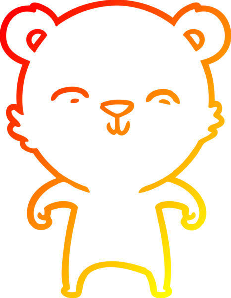 Bir insan tarafından çizilmiş mutlu çizgi film ayısının sıcak çizgi çizimi