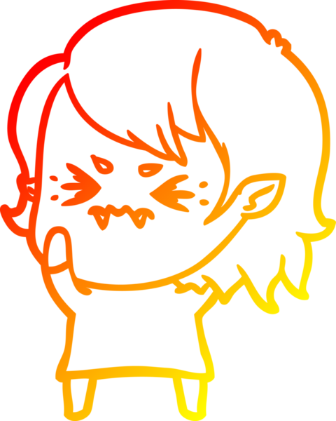 Bir insan tarafından çizilmiş kızgın bir vampir kız çizgi çizimi.