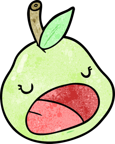 Bir insan tarafından çizilmiş şirin bir armut.