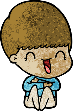 Bir insan tarafından çizilmiş mutlu çizgi film çocuğu.