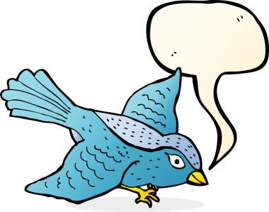 Bir insan tarafından çizilmiş konuşma balonlu uçan kuş.