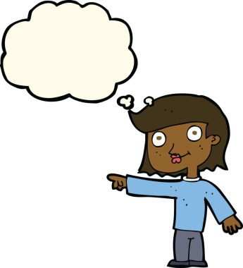 Bir insan tarafından çizilmiş düşünce balonlu bir çizgi film karakteri.