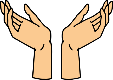 Bir insan tarafından çizilmiş geleneksel açık el dövmesi.