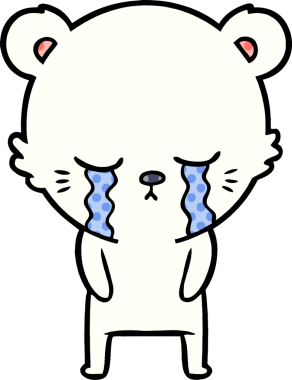 Bir insan tarafından çizilmiş üzgün küçük kutup ayısı çizgi filmi.