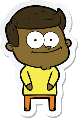 Bir insan tarafından çizilmiş mutlu bir adamın çıkartması.