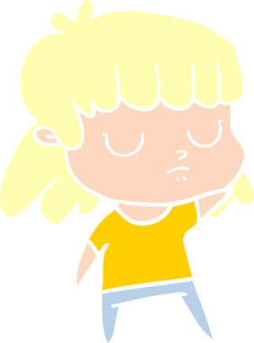 Bir insan tarafından çizilmiş düz renk çizgi film.