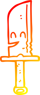 Bir insanın çizdiği çizgi film bıçağının sıcak eğimli çizgisi.