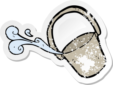 Bir insan tarafından çizilmiş karikatür kovasının gerilimli yapıştırması.