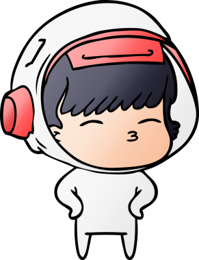 Bir insan tarafından çizilmiş meraklı astronot çizgi filmi.