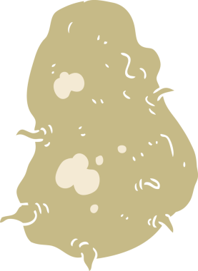 Bir insan tarafından çizilmiş patatesin düz renk çizimi