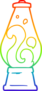 gökkuşağı gradyan çizgi çizimi bir insan tarafından çizilmiş retro lav lambası