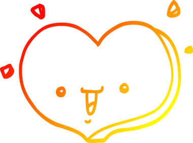 Bir insan tarafından çizilen mutlu aşk kalbinin çizgi çizimi.