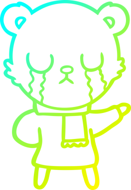 Bir insan tarafından çizilmiş ağlayan kutup ayısı karikatürü.