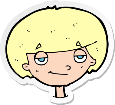 Bir insan tarafından çizilmiş kendini beğenmiş bir çocuğun çıkartması.