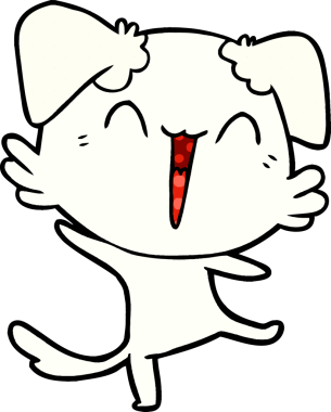 Bir insan tarafından çizilmiş küçük mutlu köpek çizgi filmi.