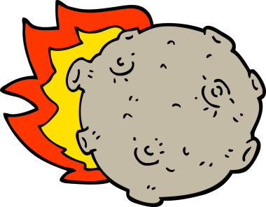 Bir insan tarafından çizilmiş el çizimi karikatür tarzı asteroid.