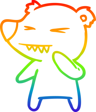 Kızgın bir kutup ayısının çizdiği gökkuşağı gradyan çizgi insan tarafından çizilmiş.