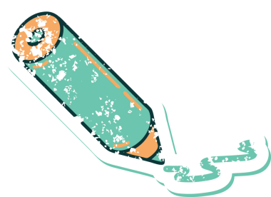 Bir insan tarafından çizilmiş renkli bir kalemin sembolik dövmeli resmi