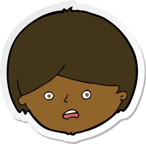 Bir insan tarafından çizilmiş mutsuz bir çocuğun çıkartması.