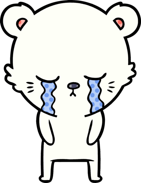 Bir insan tarafından çizilmiş üzgün küçük kutup ayısı çizgi filmi.