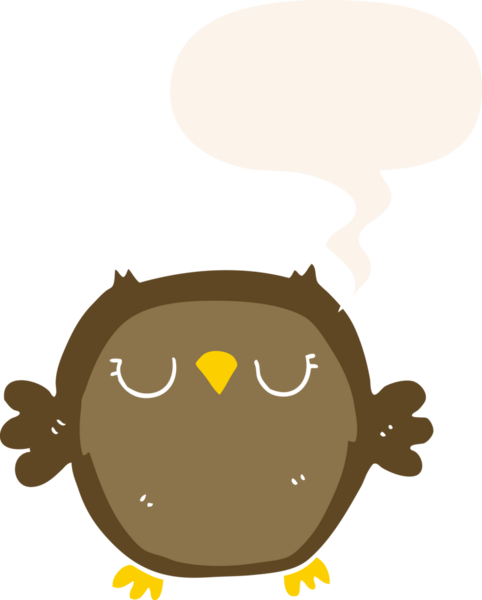 bir insan tarafından çizilmiş konuşma baloncuklu çizgi film baykuşu