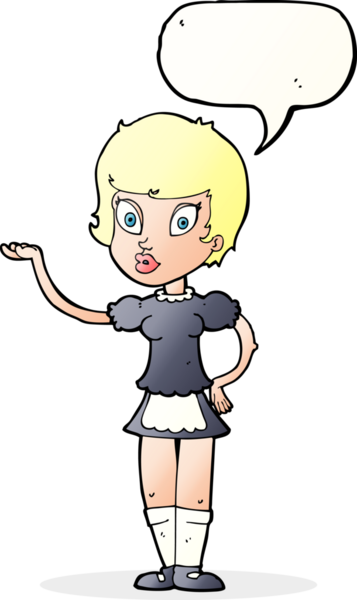 Bir insan tarafından çizilmiş konuşma balonu olan çizgi film garsonu.