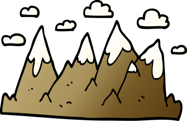 bir insan tarafından çizilmiş çizgi film karalama dağ aralığı