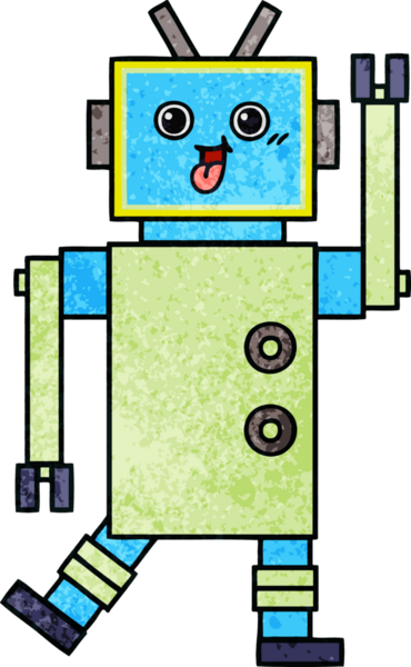 Bir insan tarafından çizilmiş bir robotun retro grunge dokusu