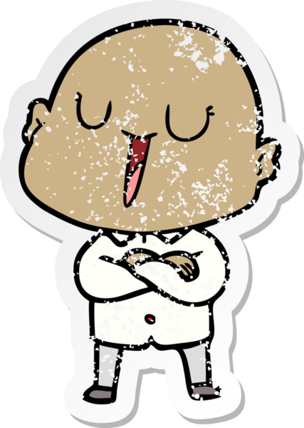 Bir insan tarafından çizilmiş mutlu, kel bir adamın sıkıntılı çıkartması.