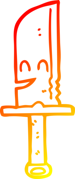 Bir insanın çizdiği çizgi film bıçağının sıcak eğimli çizgisi.