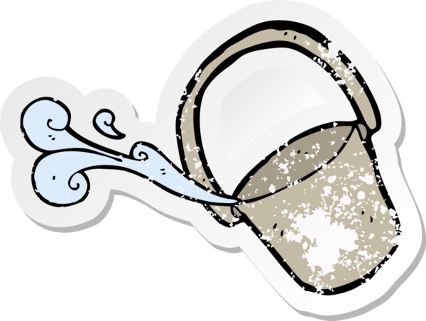 Bir insan tarafından çizilmiş karikatür kovasının gerilimli yapıştırması.