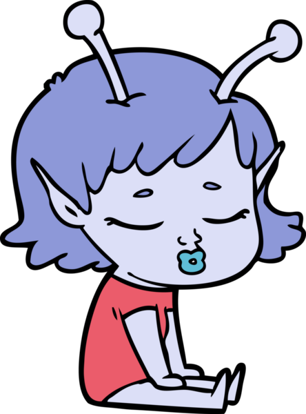 Bir insan tarafından çizilmiş sevimli uzaylı kız çizgi filmi.