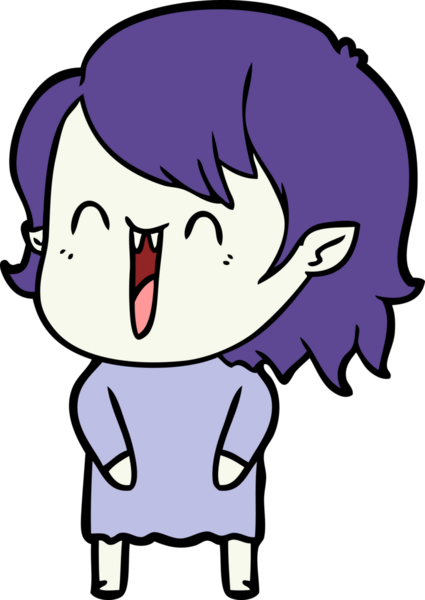 Bir insan tarafından çizilmiş mutlu vampir kız çizgi filmi.