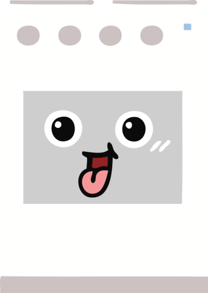 Bir insan tarafından çizilmiş mutfak fırınının düz renkli retro karikatürü