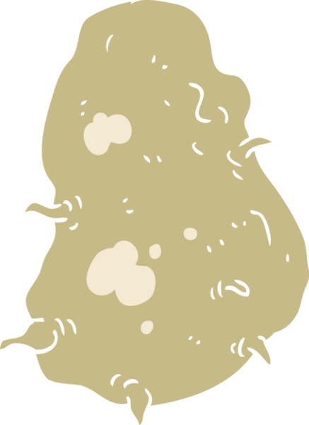 Bir insan tarafından çizilmiş patatesin düz renk çizimi
