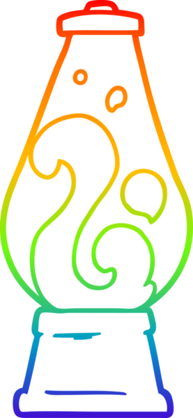 gökkuşağı gradyan çizgi çizimi bir insan tarafından çizilmiş retro lav lambası