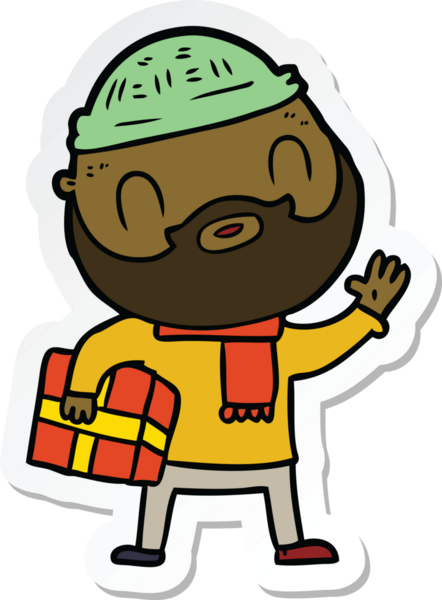 Bir insan tarafından çizilmiş sakallı bir adamın çıkartması.