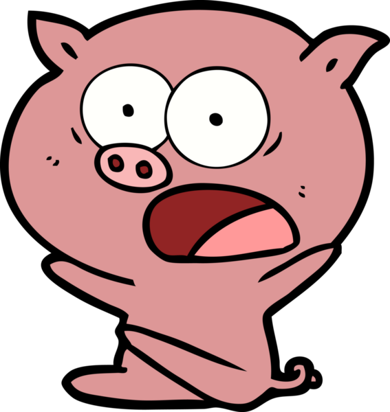 Şok olmuş domuz bir insan tarafından çizilmiş.