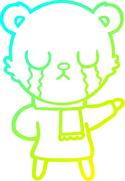 Bir insan tarafından çizilmiş ağlayan kutup ayısı karikatürü.