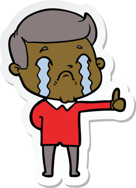 Bir insan tarafından çizilmiş, ağlayan bir çizgi film karakterinin çıkartması.