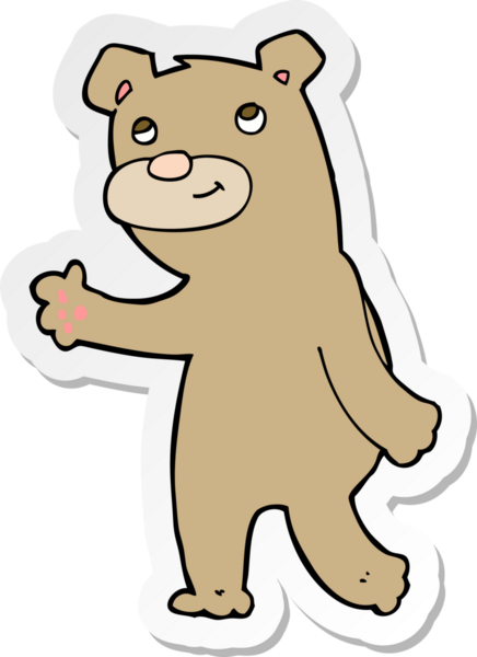 Bir insan tarafından çizilmiş mutlu bir ayının çıkartması.