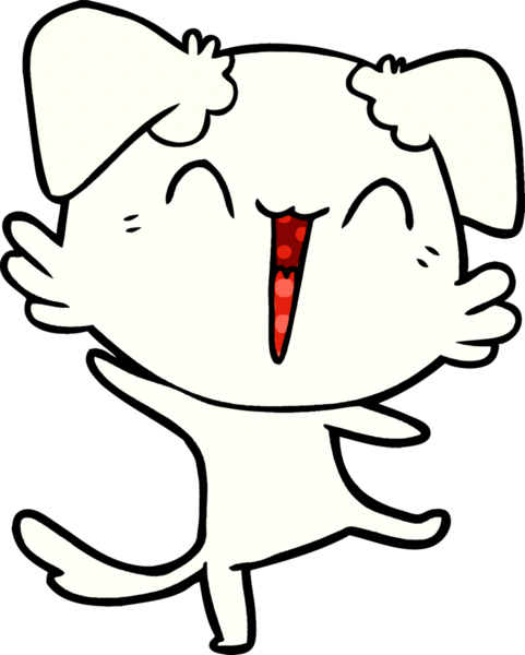 Bir insan tarafından çizilmiş küçük mutlu köpek çizgi filmi.