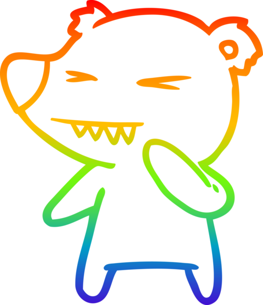 Kızgın bir kutup ayısının çizdiği gökkuşağı gradyan çizgi insan tarafından çizilmiş.