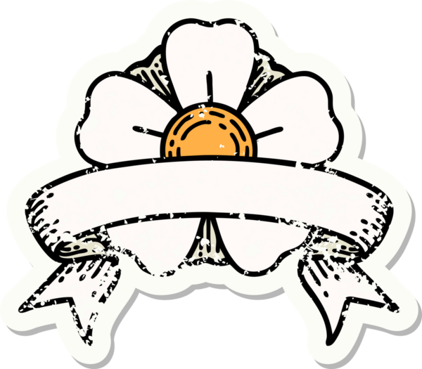 Bir insan tarafından çizilmiş çiçeğin bayrağını taşıyan eski bir etiket.