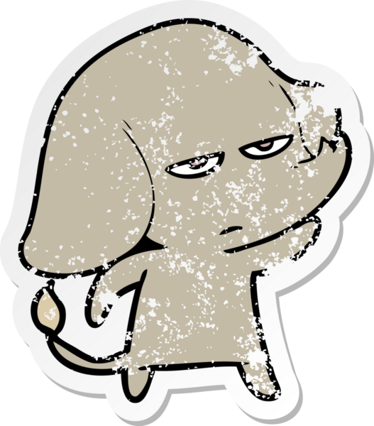 Bir insan tarafından çizilmiş kızgın bir fil çıkartması.